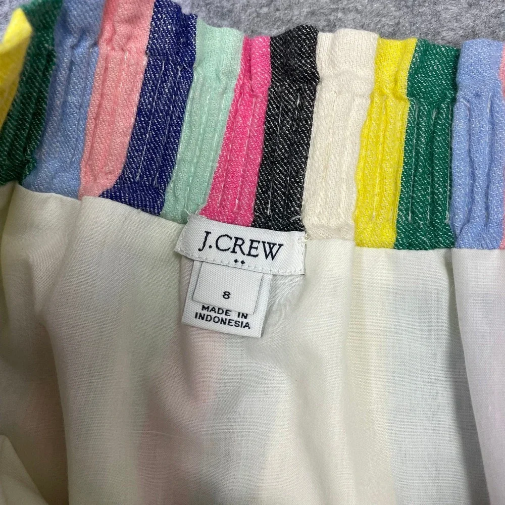 J.Crew Multi Color Striped Linen Blend Paperbag Waist Mini Skirt Size 8